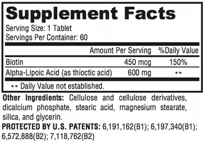 ALA Rev Supplement Facts; Revolution Supplement