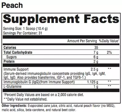 GI Max Supplement Facts (peach)