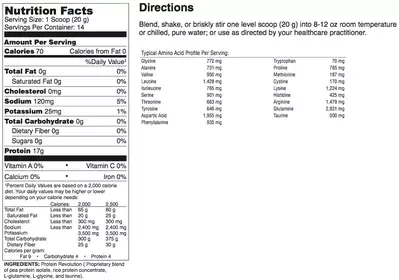 Protein Revolution Supplement Facts