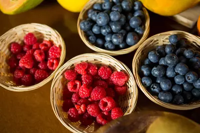 raspberries and blueberries